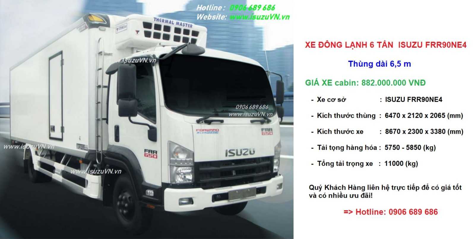 Xe đông lạnh 6 tấn Isuzu FRR90NE4