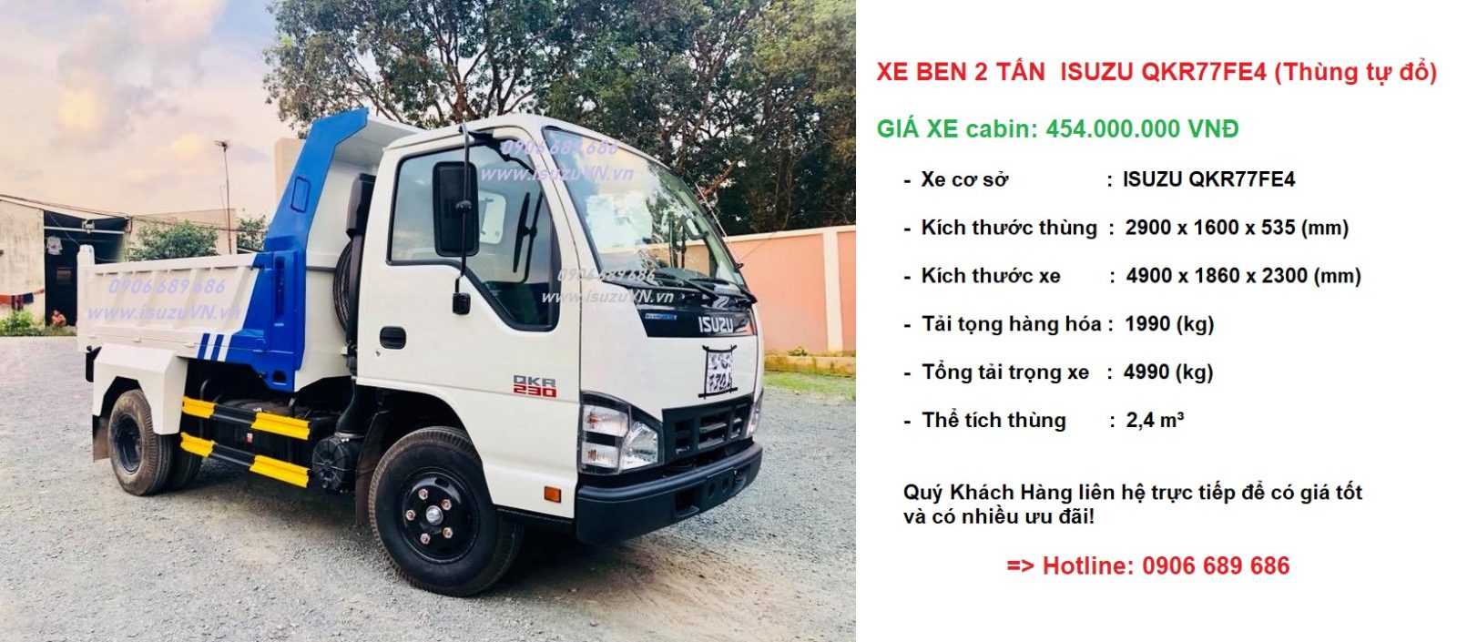 Xe ben 2 tấn Isuzu QKR77FE4