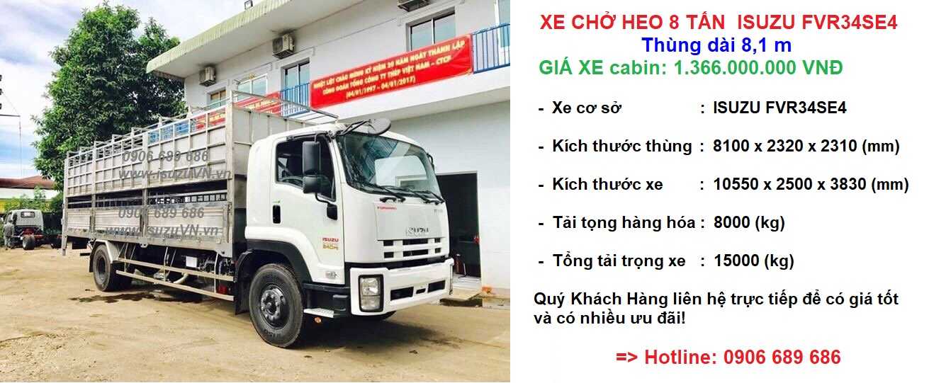 Xe chở heo 8 tấn Isuzu FVR34SE4