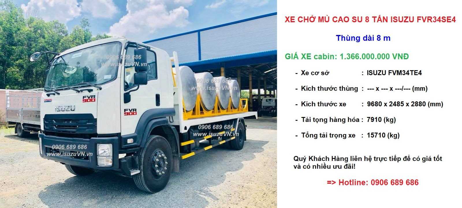 Xe chở mủ cao su 8 tấn Isuzu FVR34SE4